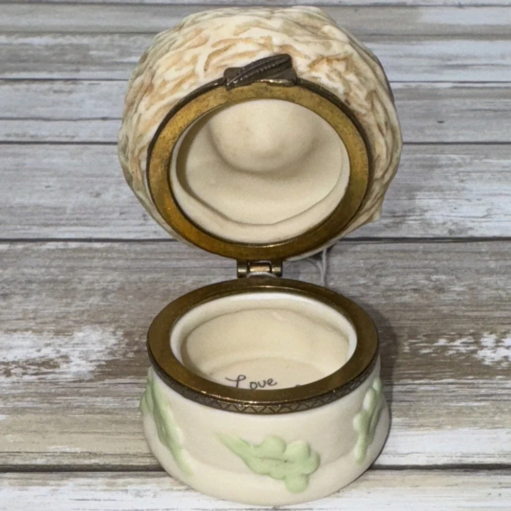 Vintage Bird Nest BLUE EGGS Trinket Box 